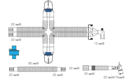 Дихальний контур для анестезії з двома вологозбірниками